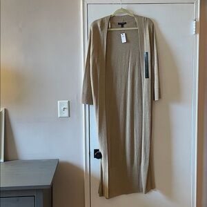 Banana Republic Long Open-Front Cardigan in Tan Brown